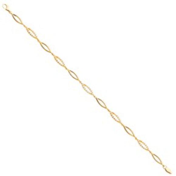 Solid Real 14K Yellow Gold CZ Infiniti Bracelet - Picture 2 of 8